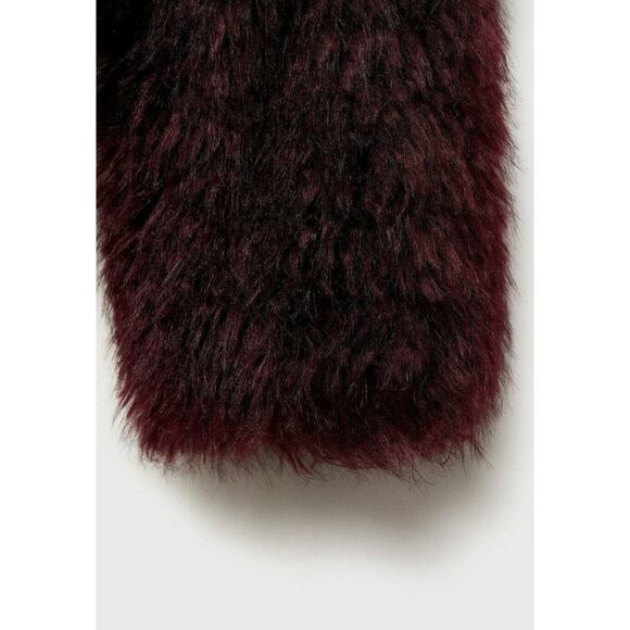 Mango Fur Jacket With Lapels - L - Burgundy - Picture 7 of 7